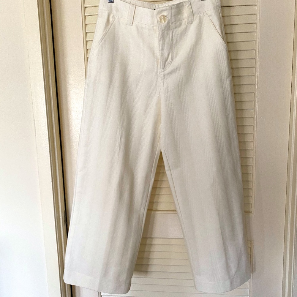 Zara ivory cotton wide-leg cropped pants size M